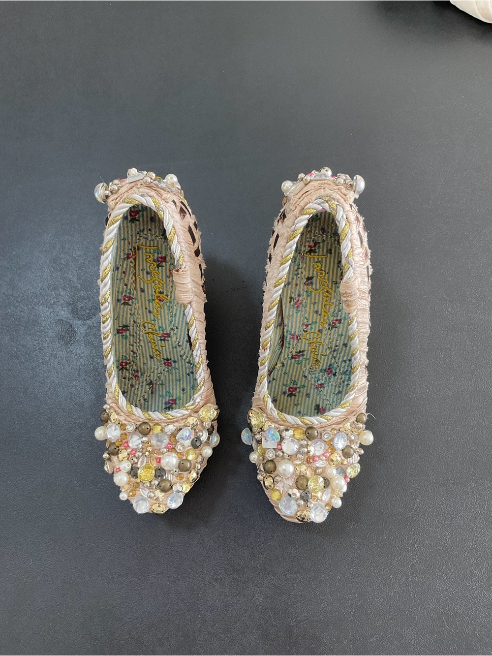 RARE Archival Irregular Choice “Disco Pants” Woven Pearl Gem Heels SZ 6.5 - Picture 2 of 8